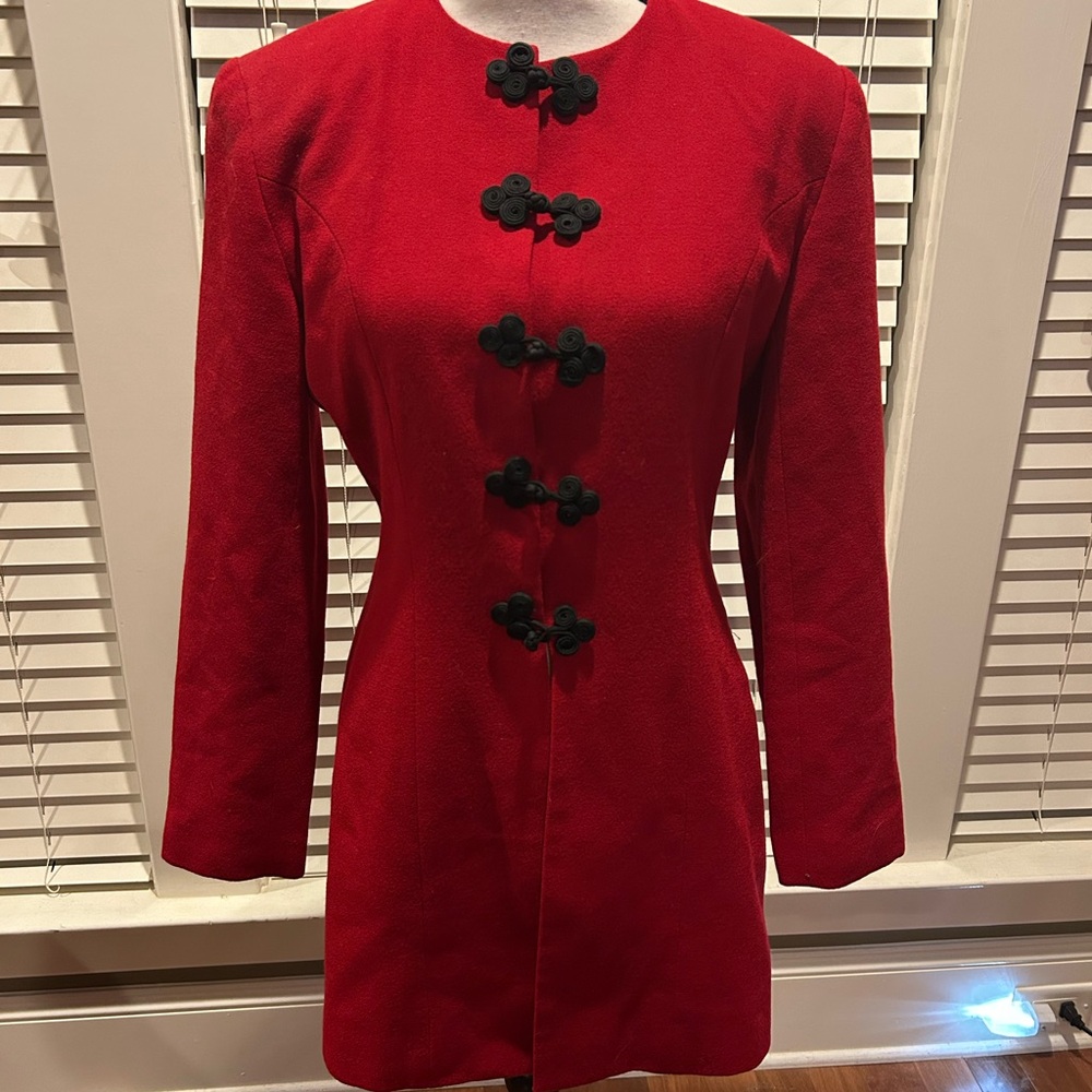 Vintage Althuser Elegant Red Coat with Black Accents size 4
